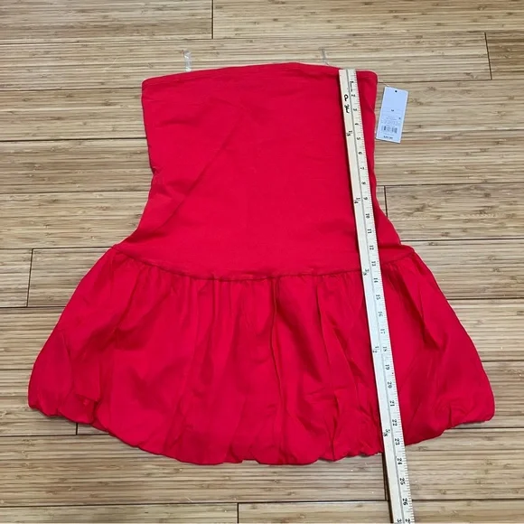 NWT wild fable Strapless Rose Red Bubble-Hem Babydoll Mini Dress- Size Medium - Picture 5 of 9